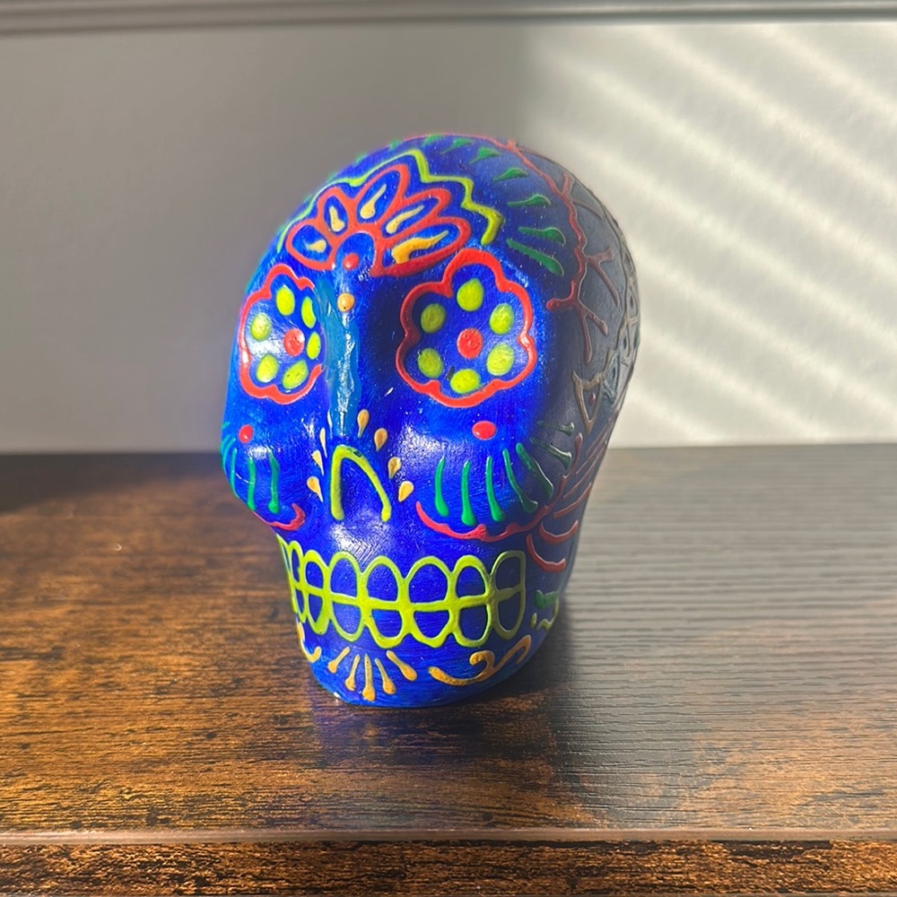 Colorful Hand-Painted Sugar Skull Decor